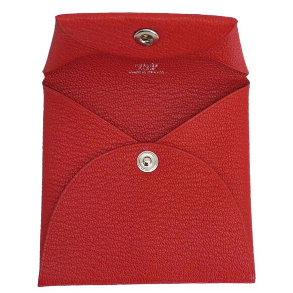 Hermes  Calvi Leather Card Holder Red - Picture 13 of 15